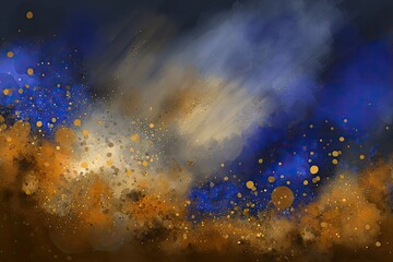 Obraz premium Abstract cosmic landscape, blended in gold and blue