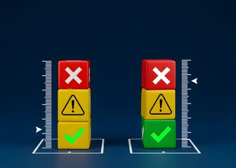 Danger levels. Anxiety scale. An increase in stress, mental health, acceptable levels and limits. Keep processes under control.