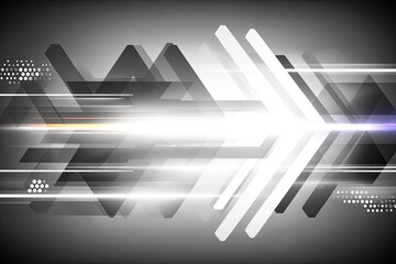 Abstract technology background with layered arrows and light trails