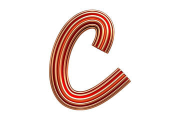 Elegant Gold Copper Tone Single Line 3D Letter C. High quality 3D rendering of an innovative typographic element.