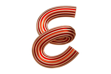 High Quality 3D Rendering Single Line Copper Letter E. Perfect for festive and modern visuals.