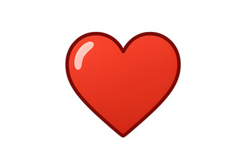 Glossy red heart symbol isolated on transparent background