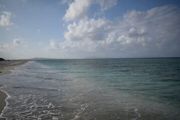 Obraz premium Playa tranquila con cielo nublado