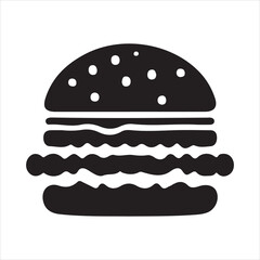 Delicious hamburger silhouette vector, fast food icon. vector illustration EPS 10.