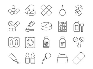 Pharmacy icon set. Vector illustration.