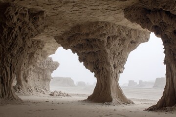 Beige desert cave formations