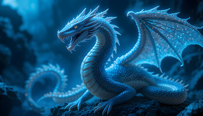 the majestic blue dragon in a fantasy world/mysterious magical creature 4k pc wallpaper