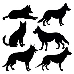 Black silhouettes of dogs and cats vector set of animal shapes