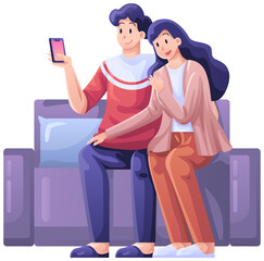 Husband and Wife relaxing on Sofa