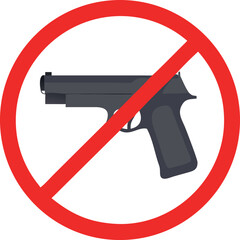 No Guns Allowed Sign with Red Circle and Pistol