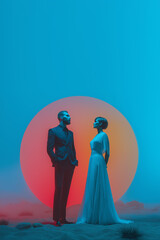 bride and groom at the beach