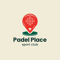 Illustration Padel Logo Template with Pin map icon