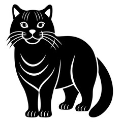 Obraz premium Elegant pallas cat silhouette in black vector style