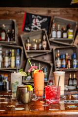 alcohol drinks at bar