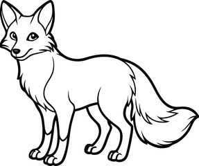 Obraz premium Cartoon illustration of a wild fox silhouette in black and white with a dog-like face