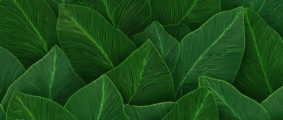 Lush Green Tropical Leaf Pattern for Nature - Inspired Design Projects