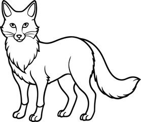 A playful cartoon vector illustration of a wild fox silhouette, a cute animal drawing with a fluffy tail