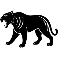 Obraz premium Black silhouette of a prehistoric saber toothed tiger