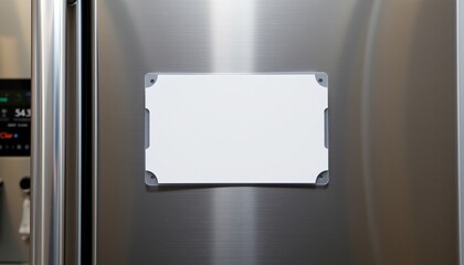 blank fridge magnet mockup on stainless fridge
