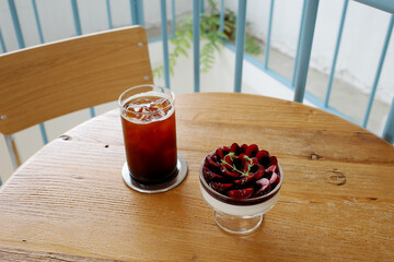 cafe coffee cherry dessert plate korea panna cotta