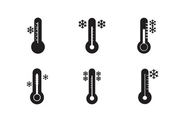thermometer with snow vector art silhouette