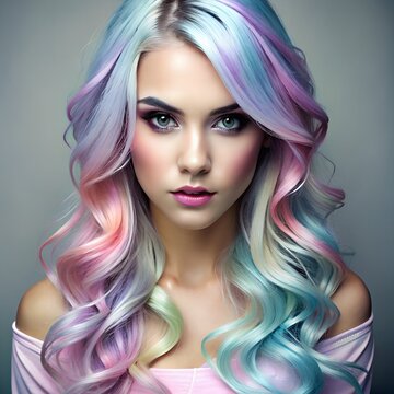 colorful heair  woman