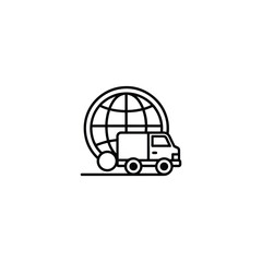 Global delivery truck icon isolated on white background