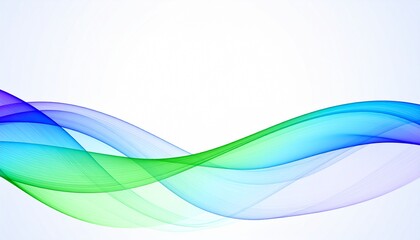 Abstract flowing waves of vibrant blue, green, and purple hues on a white background.