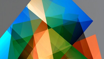 Abstract geometric design with overlapping translucent shapes in vibrant colors.