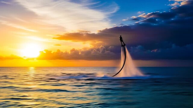 Thrilling Flyboarding Adventure at Sunset