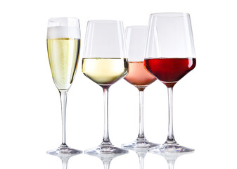 champain, white, rosé and red wine