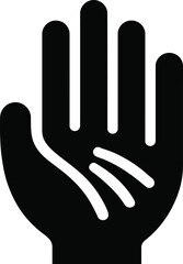Black Hand Gesture with Waves Icon – Simple Hand Sign, Minimalist Illustration