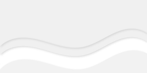 A minimalist abstract background featuring flowing, wavelike layers of white and light gray shapes with subtle drop shadows, creating a serene and smooth, almost paper-cut effect.