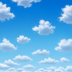 Obraz premium A beautiful clear blue sky background filled with soft fluffy white clouds, representing a perfect sunny day and fresh clean air.