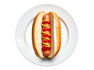 Hot Dog. Classic Hot Dog bun with pork or beef sausage, wiener or frankfurter