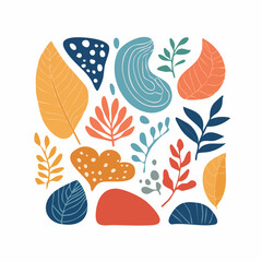 Abstract modern organic design elements in Matisse style. Contemporary shapes with nature-inspired, irregular cutouts forms. 