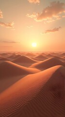 Vertical Desert Sunset over Endless Sand Dunes