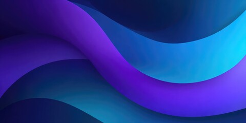 Abstract artwork featuring overlapping, flowing, gradient waves in shades of deep blue, teal, and purple