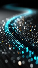 Obraz premium Futuristic AI Neural Network with Glowing Blue Data Streams – Abstract Tech Background with Copy Space for Presentations, Data Visualization Dashboards, or Sci-Fi Concepts, Cinematic Lighting 