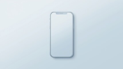 High-quality image of modern smartphone with a blank screen on a light blue background