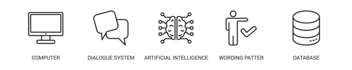 Chatbot Line Icon Set For Web Banner. Vector Illustration Concept With Some Icons. Designed In Line Style