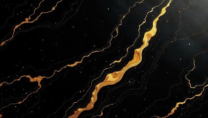 Swirling black and gold marble, luxurious veining , contemporary, vintage, glossy