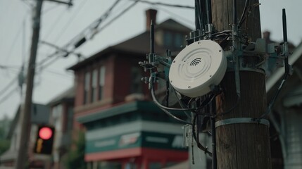 Fototapeta premium Smart sensor array installed on power lines for remote performance tracking