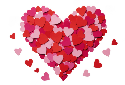 red hearts on white background