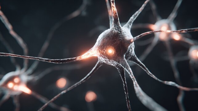 Abstract AI neural network visuals with pulsing digital nodes and interconnecting lines - Powered by Adobe