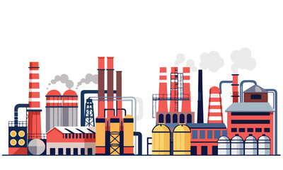 Modern Industrial Factory Vector Illustration – Colorful Manufacturing Plant Design