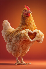 chicken on a farm with heart beautiful 