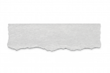 Horizontal white torn piece of paper with jagged edges on transparent background, ideal for graphic design and compositions