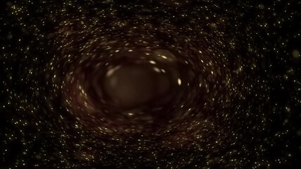 Twisting space vortex in a golden galaxy of stars. Shiny glittering gold particles. Full HD and looping background animation. - Powered by Adobe