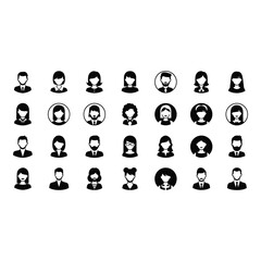 Diverse Collection of User Profile Avatars Black and White People Icons Representation of Community Members and Professional Individuals